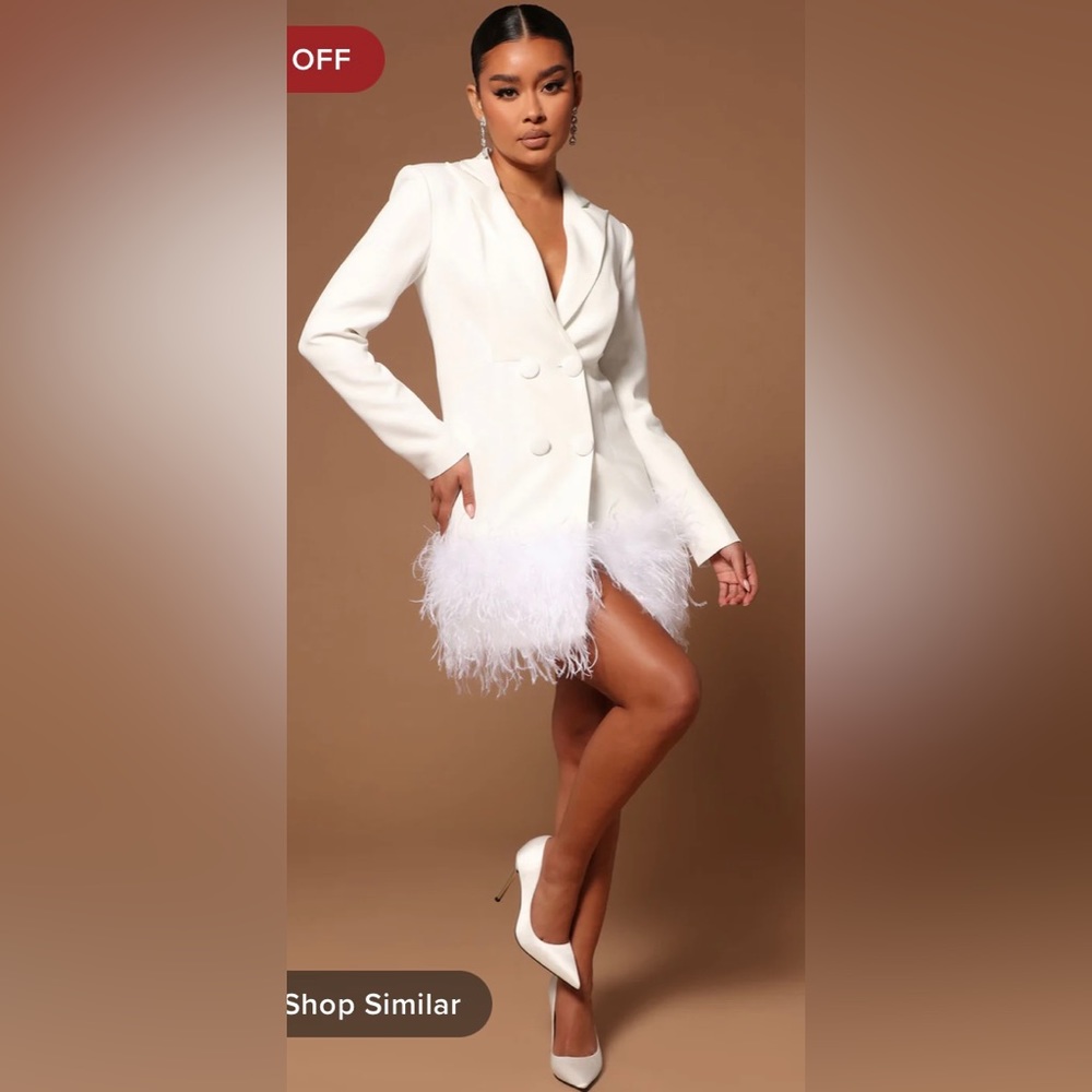 NWT Fashion Nova Luxe Delia Feathered Blazer Dress